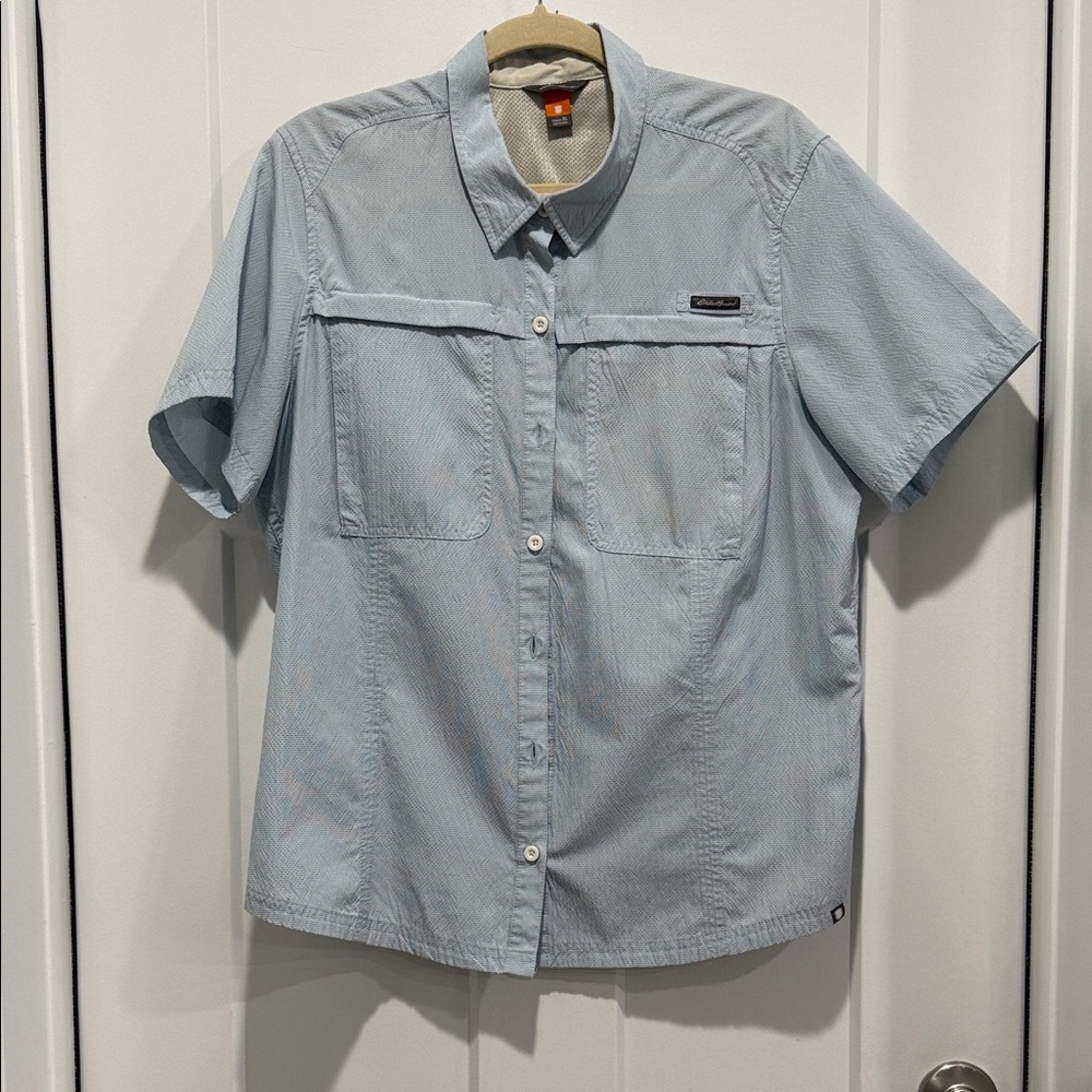 Columbia Light Blue Short-Sleeve Button-Down Shirt